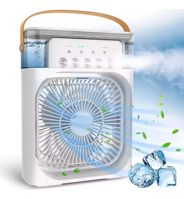 Refrigerador De Ar Ventilador Umidificador Portátil Com Led