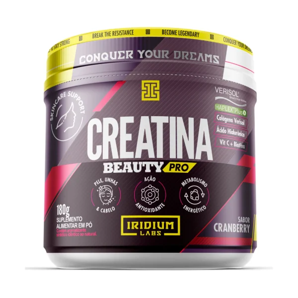 Creatina Beauty Pro 180g - Colágeno® + Ácido Hialurônico® Sabor Cranberry