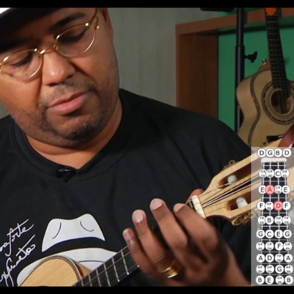 Dudu está ensinando a tocar uma música - No Curso de Cavaquinho do Dudu Nobre ensina a tocar vários sambas conhecidos