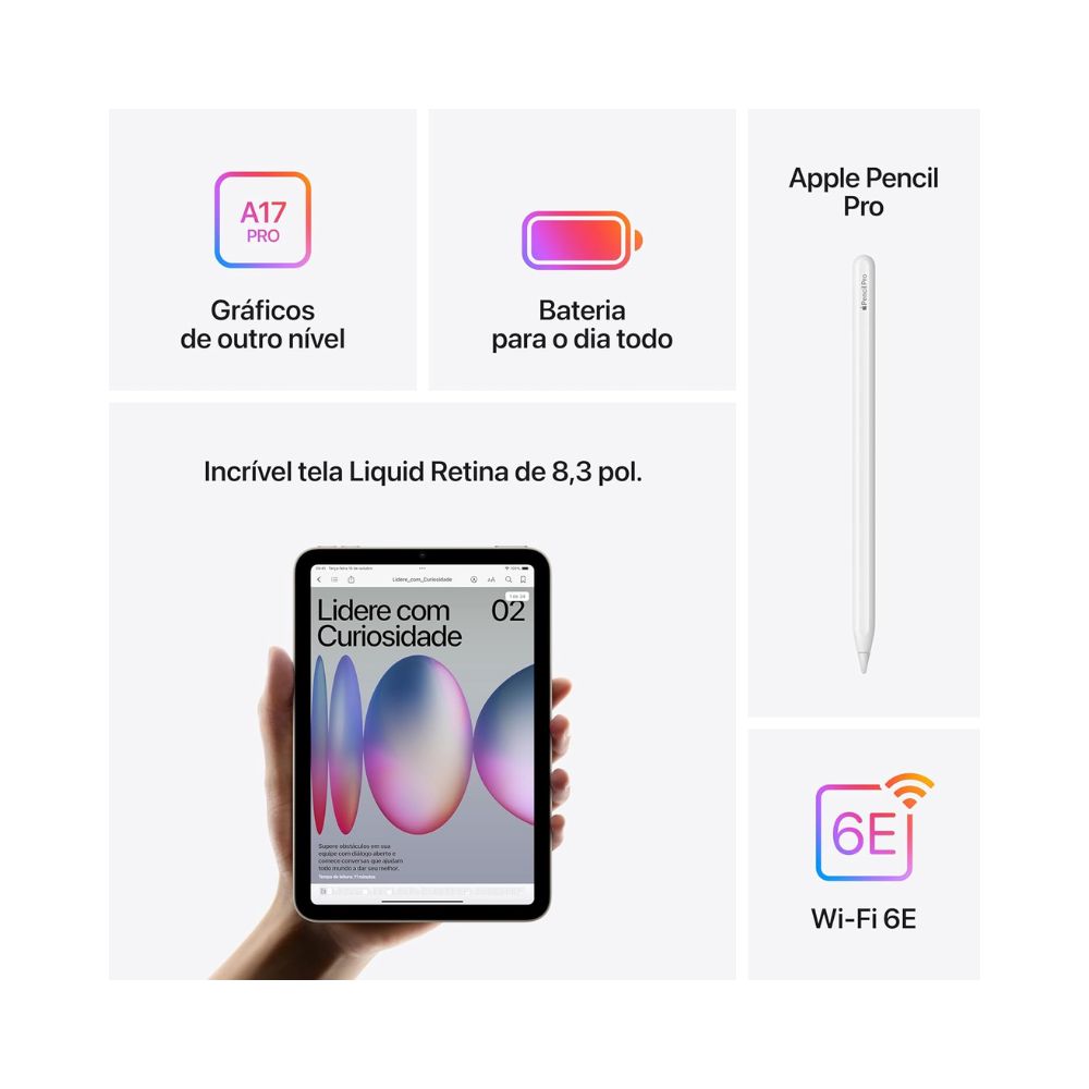 Tablet Apple iPad mini 7 8.3" Wi-Fi com Chip A17 Pro - Imagem 4