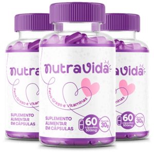 Imagem com 3 frascos de Nutra Vida - O tratamento definitivo para a mulher que tem o sonho de engravidar.