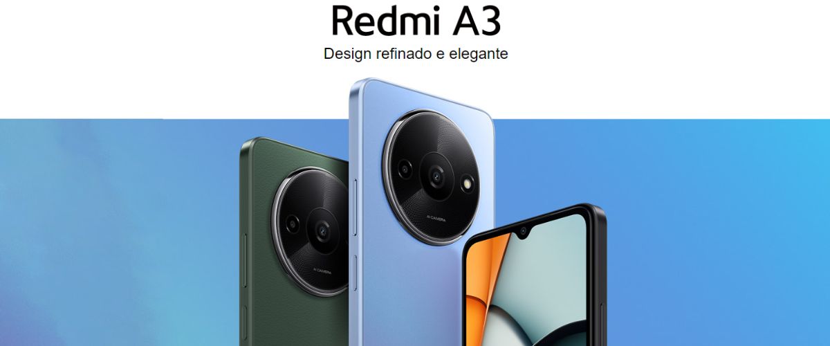 Banner mostrando as opções de cores do Redmi A3